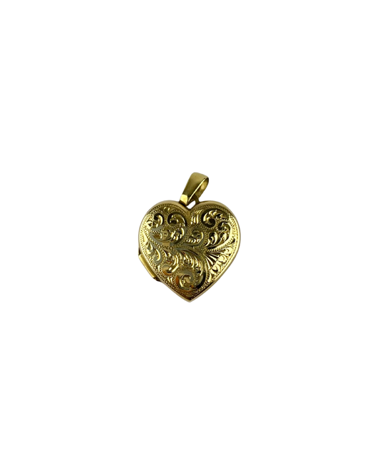 Patterned Heart Locket in 9ct Yellow Gold