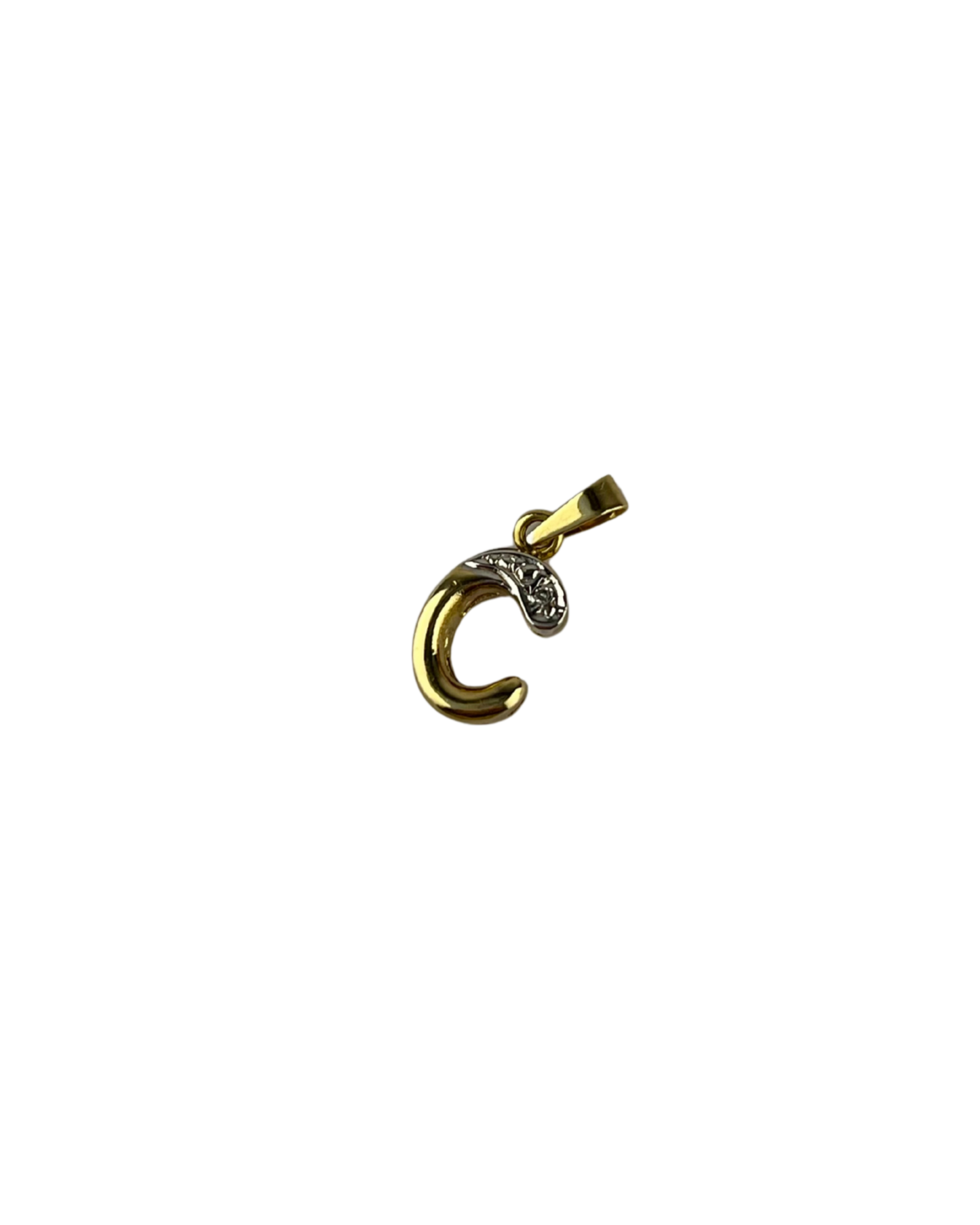 Diamond "C" Pendant in 9ct Yellow and White Gold