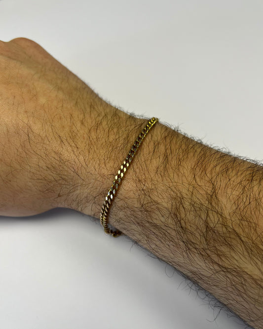 18.5cm Solid Pressed Curb Bracelet in 9ct Yellow Gold