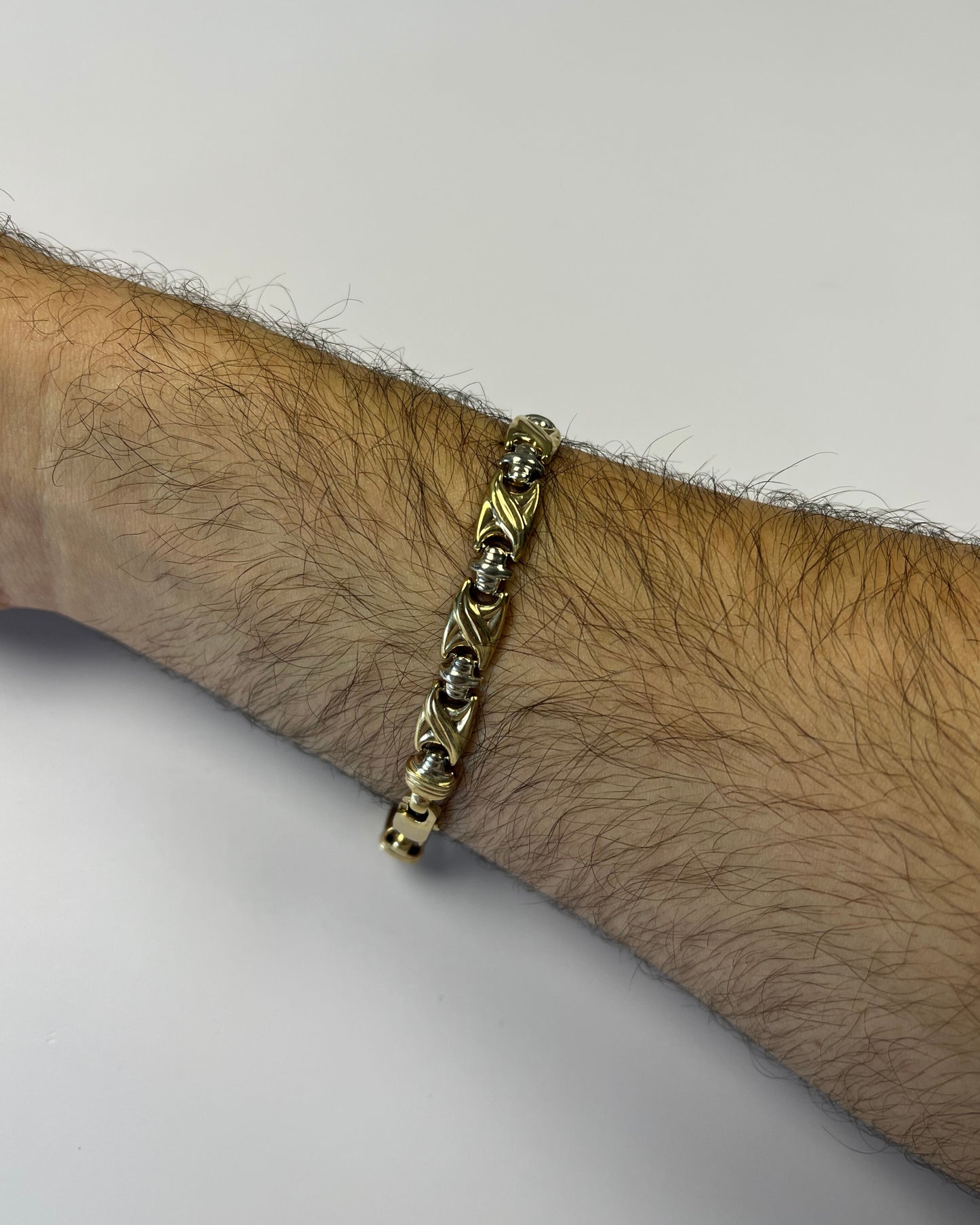 21cm Solid Bracelet in 9ct Yellow Gold and 9ct White Gold