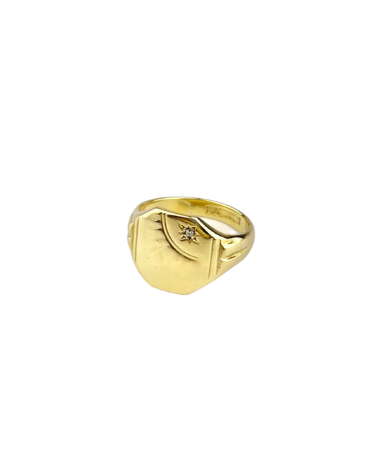 Diamond Signet Ring in 9ct Yellow Gold
