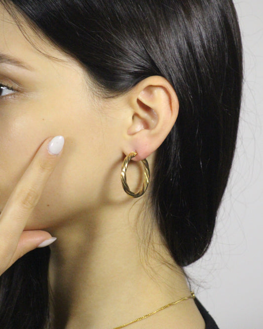 31.5mm Hoop Earrings in 9ct Yellow Gold