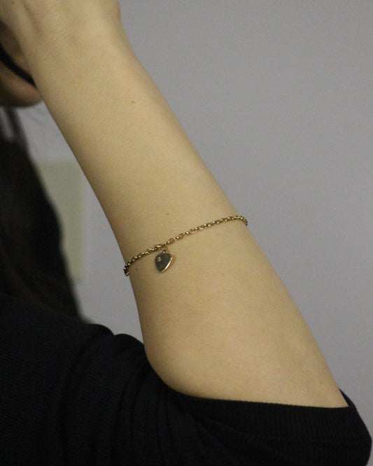 20cm Solid Belcher Bracelet in 9ct Yellow Gold with Diamond